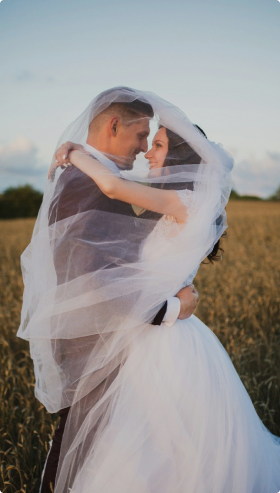 Couple in blue suit